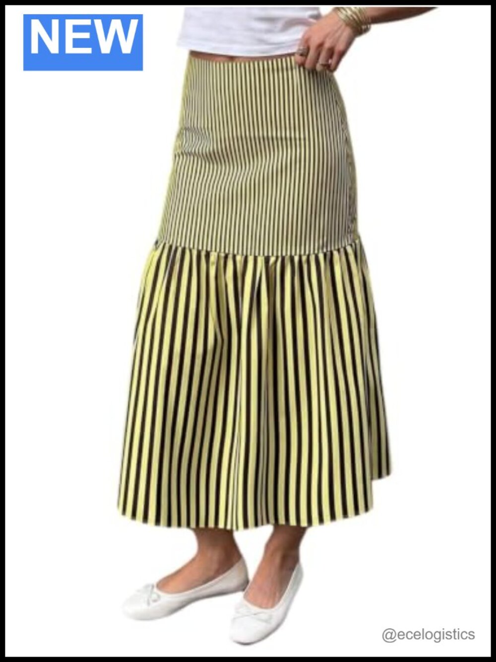 Striped Fishtail Maxi Skirt High Rise Flowy Resort Wear